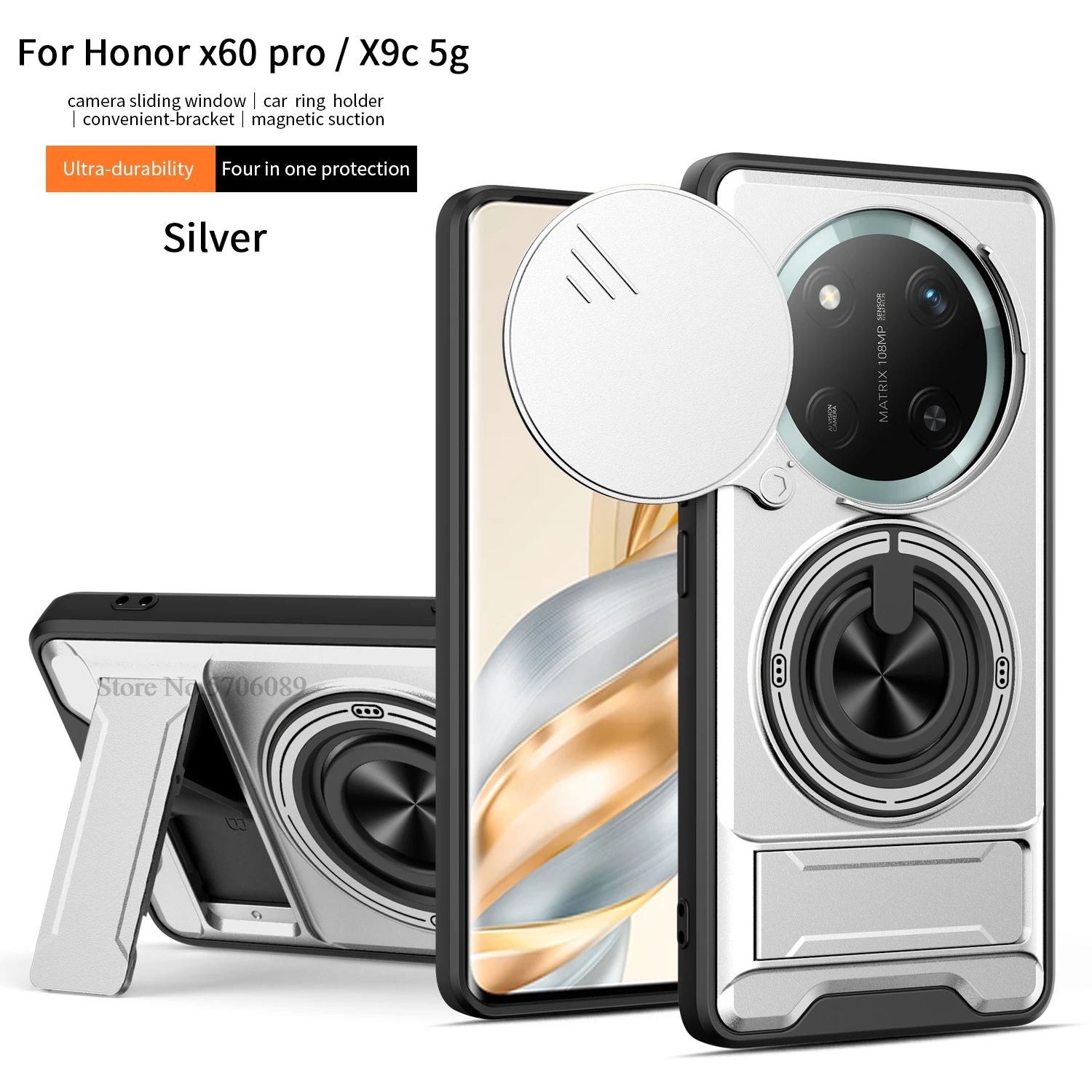 Armor Case For Honor X9C Case Shockproof Magnetic Slide Lens Protector Phone Cover For Honor X9C 5G Case Coque Fundas With Ring - Image 2