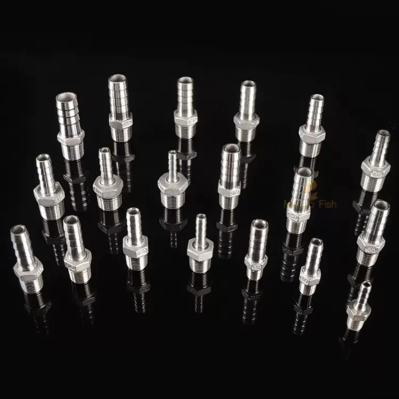 Pipe Fitting 304 Stainless Steel Pagoda Connector 6/8/10/12mm Hose Barb 1/8 1/4 3/8BSP PC Male Brass