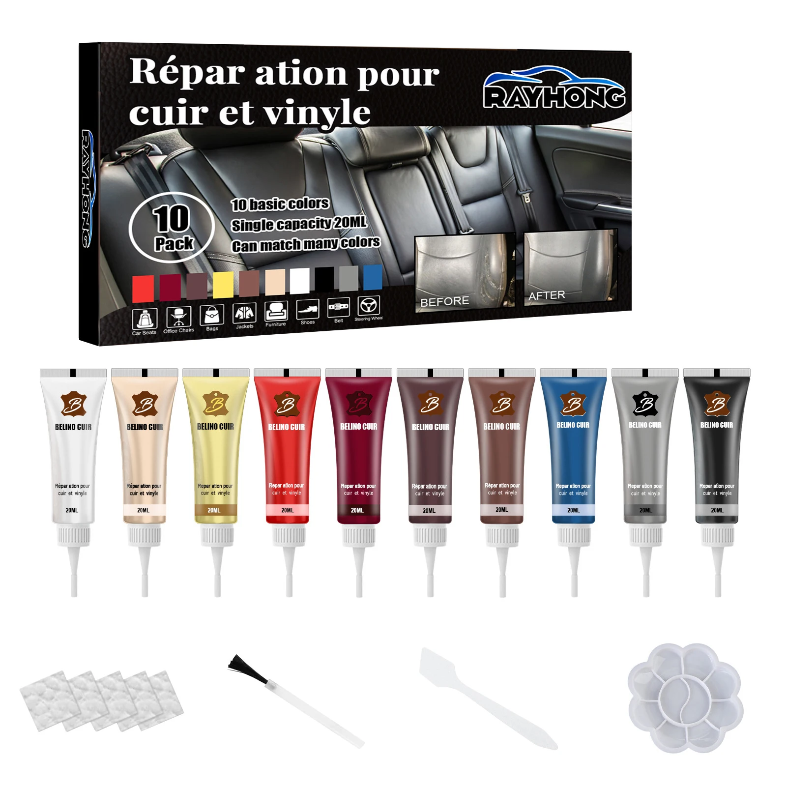 

Leather & Vinyl Repair Kit Leather Filler Set For Refurbishment Leather Paint Restorer Of Your Furniture Couch Sofa Car Seat