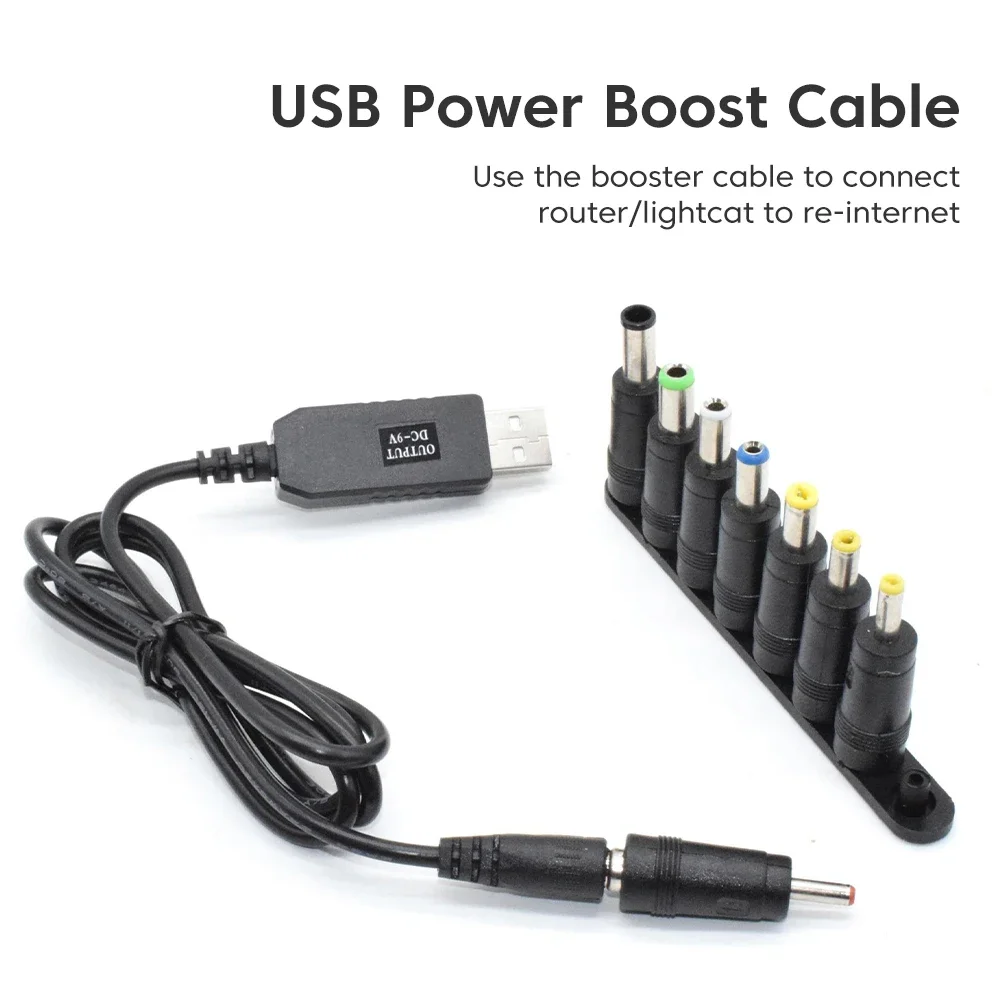 WiFi to Power Bank Cable Elough WiFi to Power bank Cable Connector USB DC 5V to 12V Cable Boost Converter Step-up Cord For Wifi Router Modem Fan Speaker