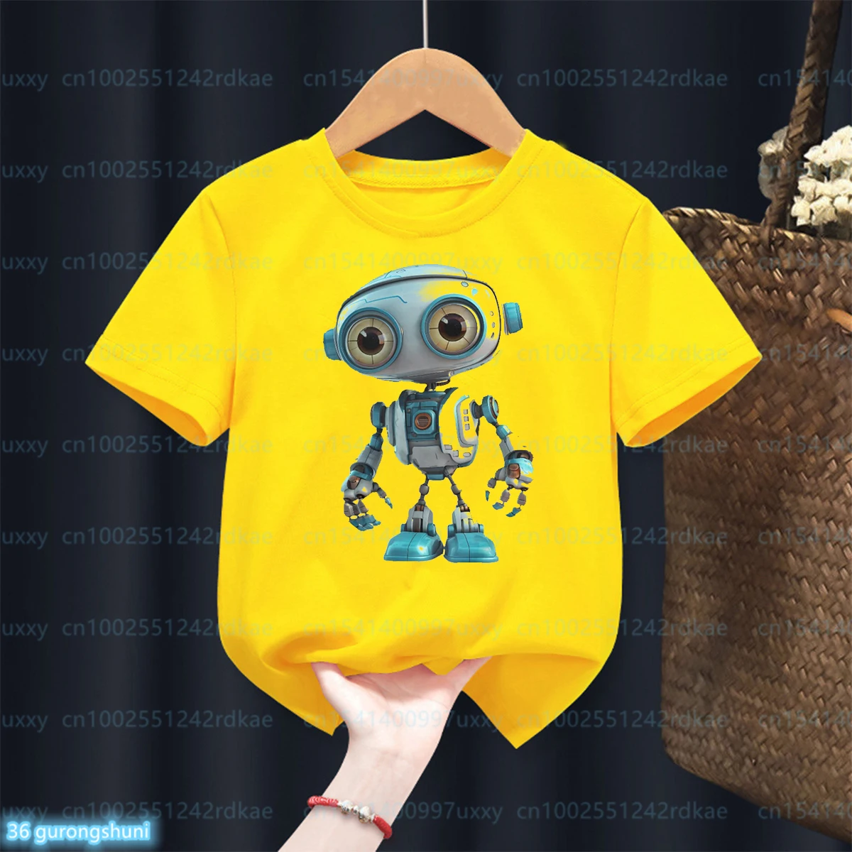 

Cool Graphic Robot Tshirt Funny Boys Tshirt Fashiona Kid T Shirt Summer Yellow Short sleeved Top Cute Boys Birthday gift Clothes