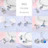 925 فضة عين الشيطان دلايات الزركون الأزرق يد فاطمة الخرز لسوار الأصلي لتقوم بها بنفسك مجوهرات عيون الشر قلادة 5