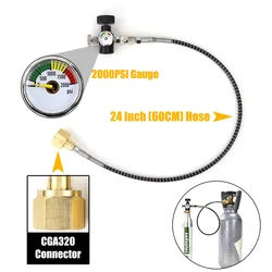 CO2 Cylinder Refill Adapter Hose Kit with Pressure Gauge and Universal Connector (CGA320 - 60CM)
