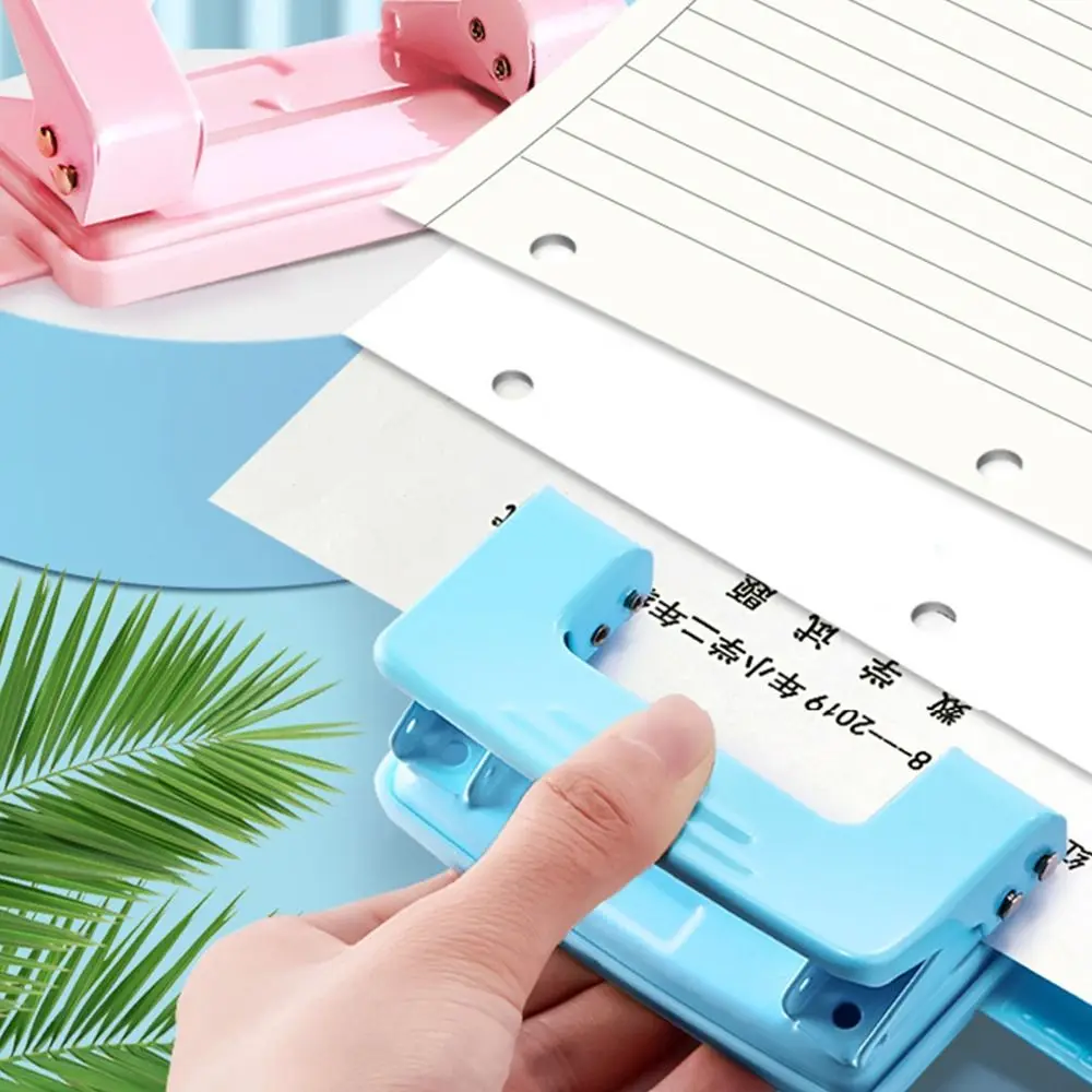 Metal Double-Hole Round Paper Puncher - DIY Punching Tool & Binding Aid for School & Office Use - 5