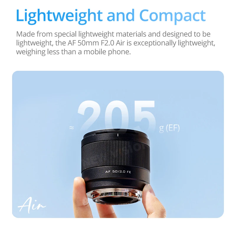 빌트록스 AF 50mm F2.0 에어 FE/Z 풀프레임 렌즈 자동 초점 프라임 카메라 렌즈 (니콘 Z, FE 마운트 미러리스 카메라용)