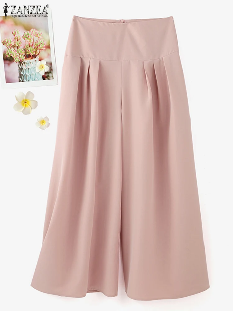 Polyester High Waisted Wide Leg Pants for Women