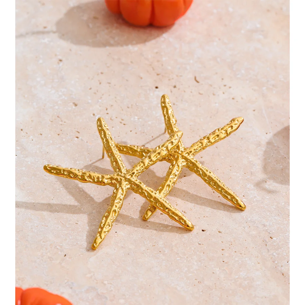 Yhpup Stainless Steel Starfish Stud Earrings for Women