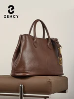 Zency Bag Women 2026 Natural Leather Large Capacity Noble Top-handle Bag Designer Crossbody Bag Vintage Shoulder Tote Bag for OL 1