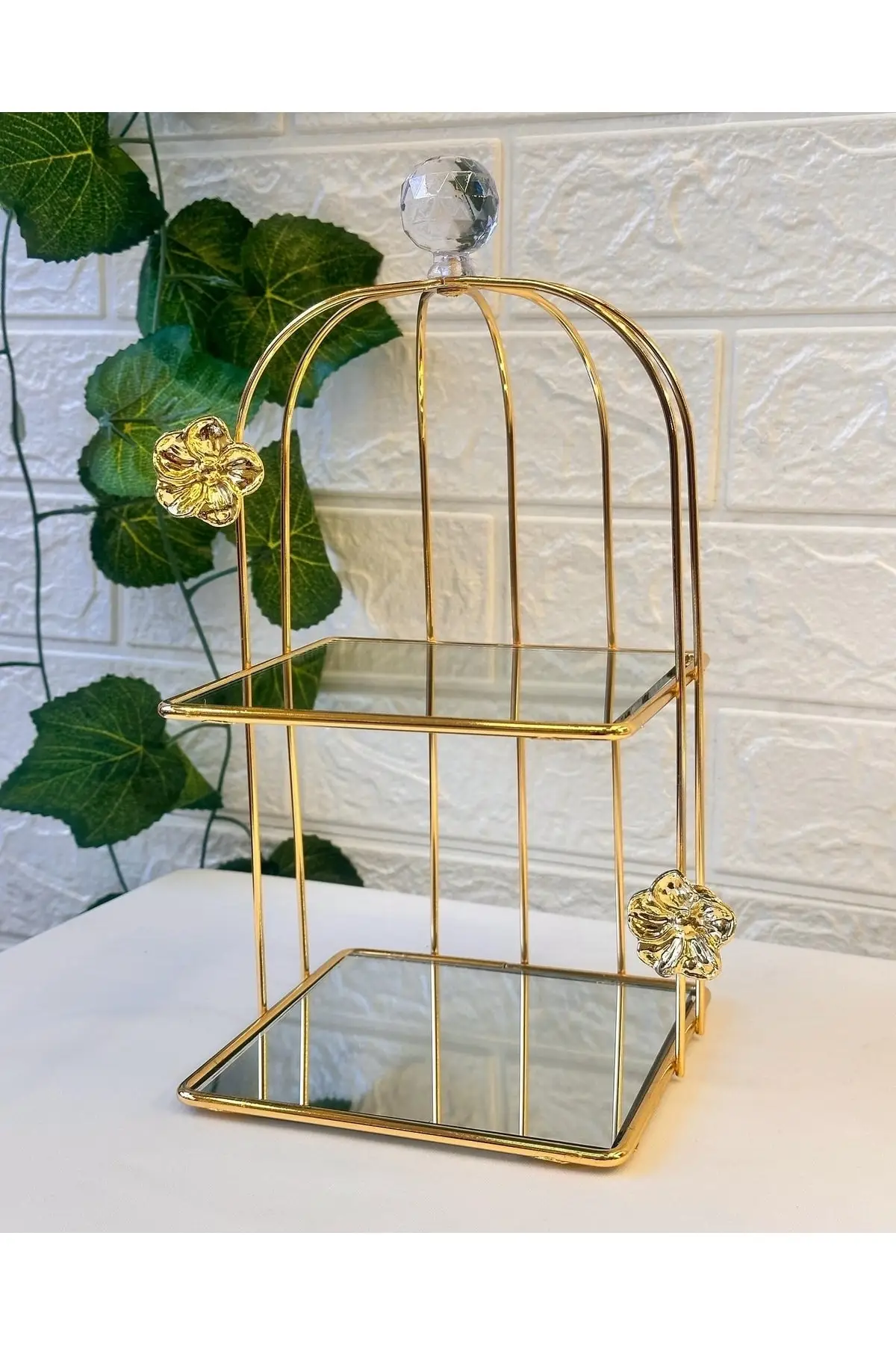 

Presentation Plate Two Layer 2 Storey Presentation Cage Gold Cake Stand Wedding Party Dessert Table Candy Fruit Plate Cake