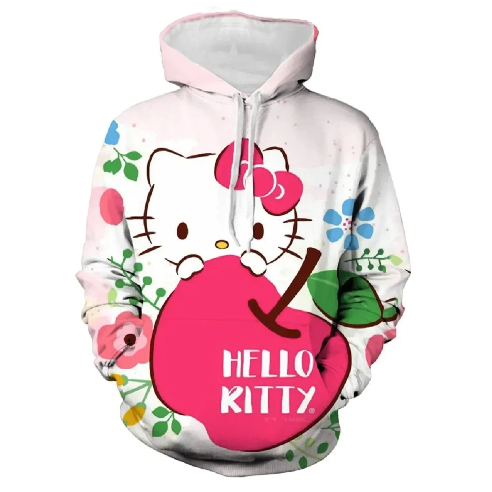 

Толстовка с капюшоном Hello Kitty Kuromi, модная Женская толстовка с мультяшным принтом, уличная одежда унисекс, милый свитшот с капюшоном с котенком