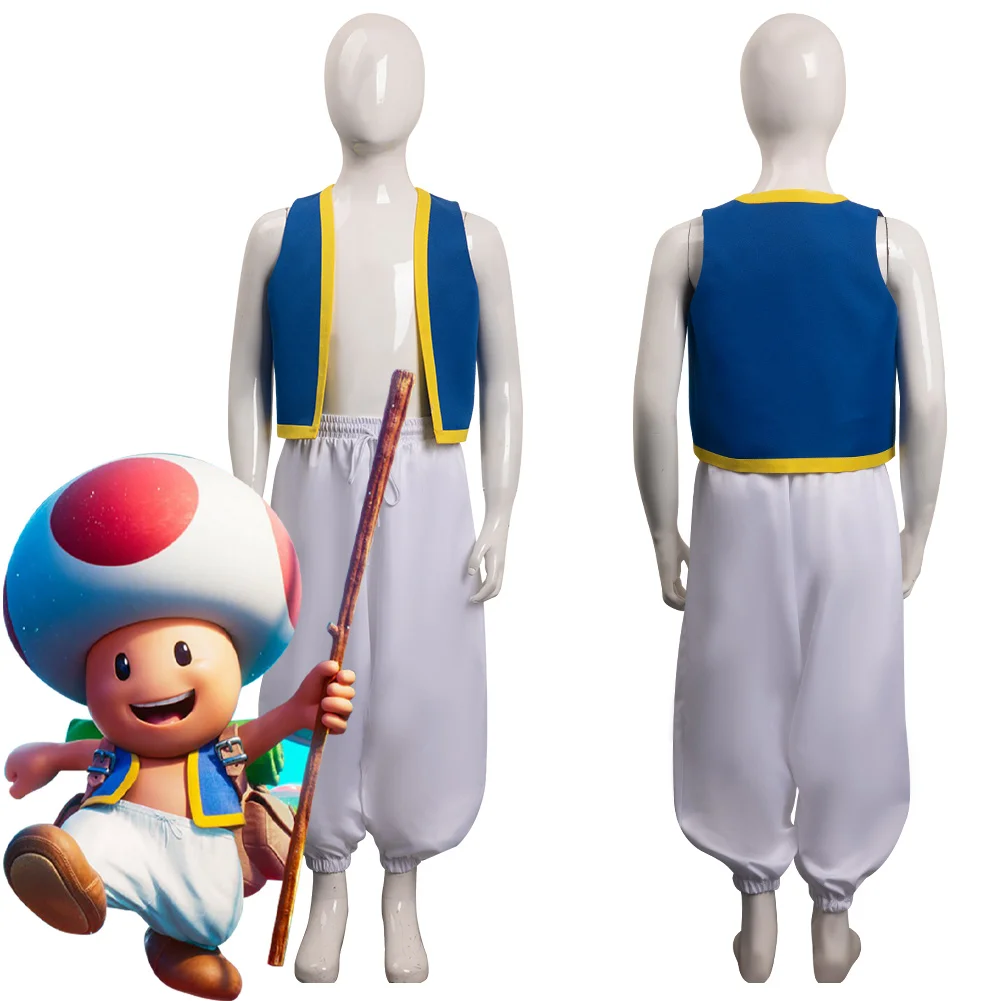 Bambini bambini film Toad KINOPIO Costume Cosplay Fancy Vest pantaloni  cappello abiti Halloween carnevale vestito fungo testa Cap per i bambini -  AliExpress