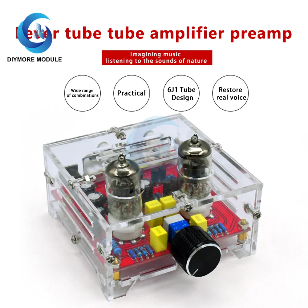 XH-A201 HIFI 6J1 Class A Bile Tube Preamplifier Amplifier Finished Power Board with Acrylic Case |