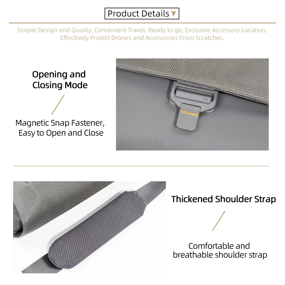 Sac à bandoulière léger pour drone DJI Mavic 3 Pro, Air 3, Mini 4 Pro - Accessoire de transport, fermé avec sangle ajustable.