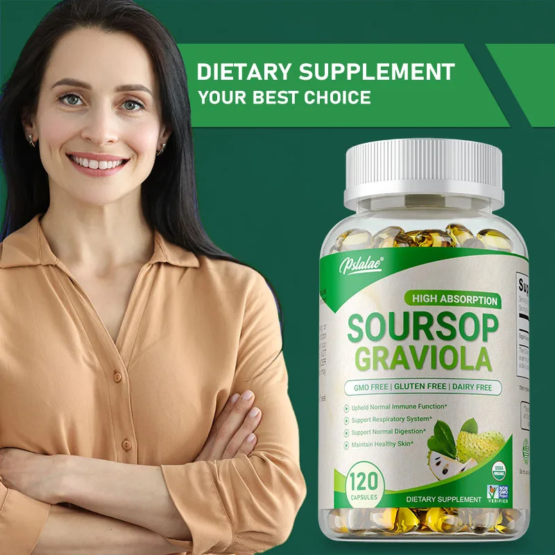 Soursop Graviola Capsules Antioxidant Promotes Digestion Cell Health Boosts Immunity Improves Mood