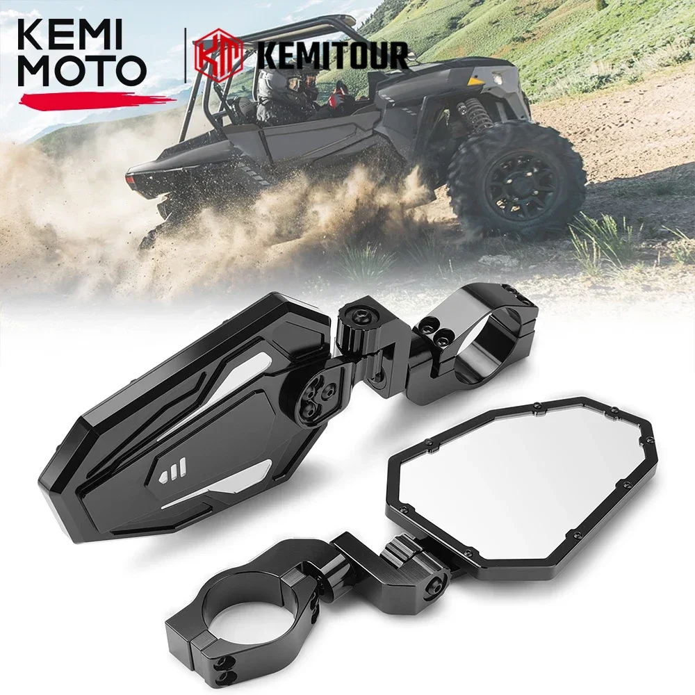 

KEMiMOTO Aluminum UTV Side View Mirrors Fits 1.7"-2" Roll Bars Compatible with Polaris RZR For Can Am Maverick X3