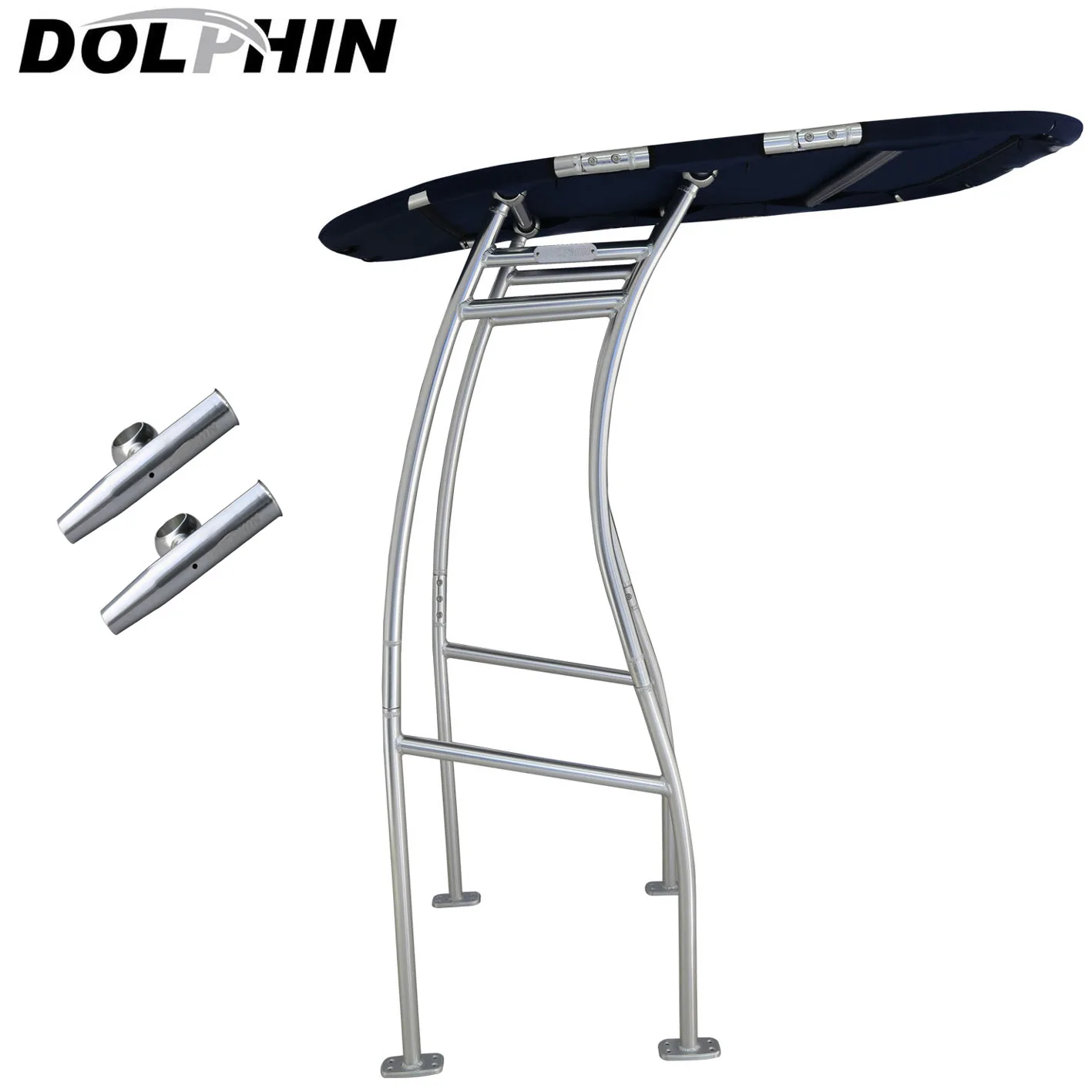 Dolphin Pro Plus Center Console T Top with Black Canopy, Bimini Top, 2 Free Single Rod Holders, Promotion