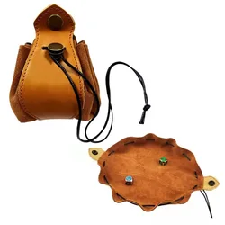 Bolsa de cuero portátil para guardar dados, bolso con bandeja y cordón, ideal para regalo, monedero, para guardar dados, juegos de mesa