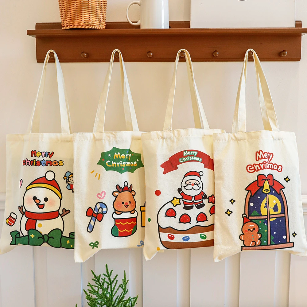 Christmas Gift Bag Cartoon Santa Claus Elk Xmas Tree Handheld Canvas Bag Merry Christmas Decor Natal Navidad Happy New Year