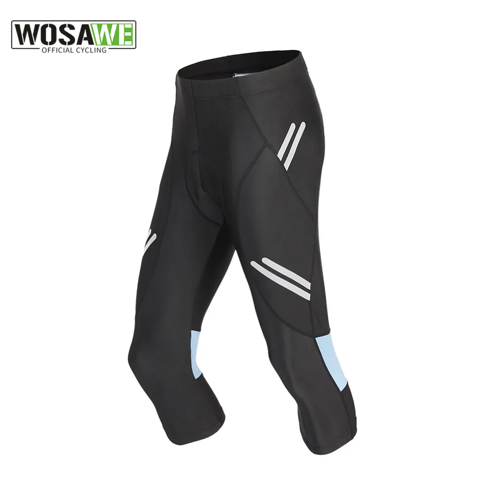 Cycling Tights Men Cycling Pant 3/4 Elastic Gel Pad Shockproof Calf -Length Bicycle Pants MTB Bike Trousers Riding