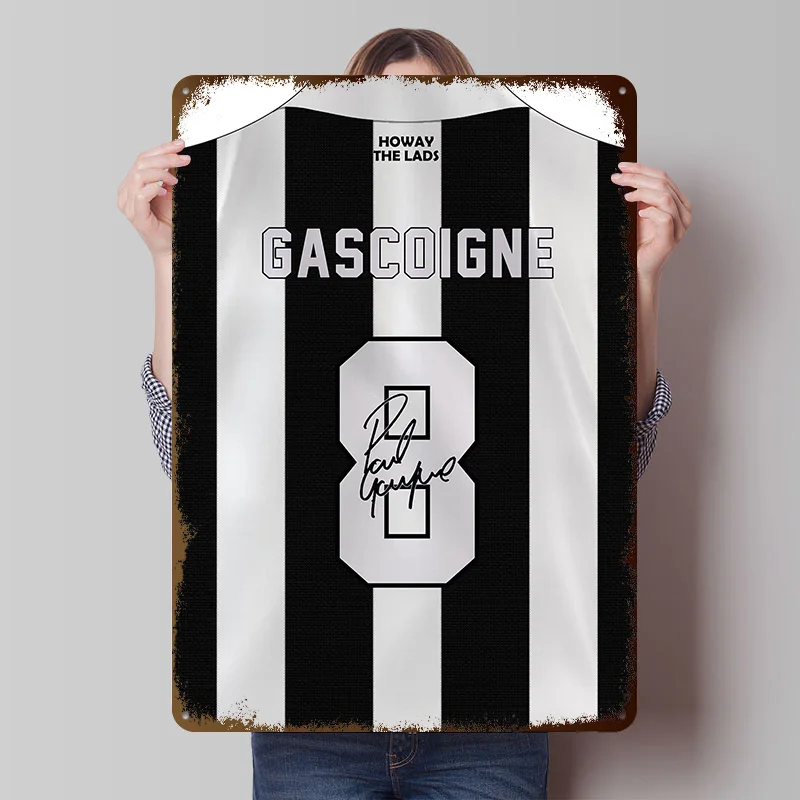 Paul Gascogne Gazza Football Newcastle Shirt Metal Poster Customized Wall Art Retro Vintage Tinplate Signs for Man Cave House