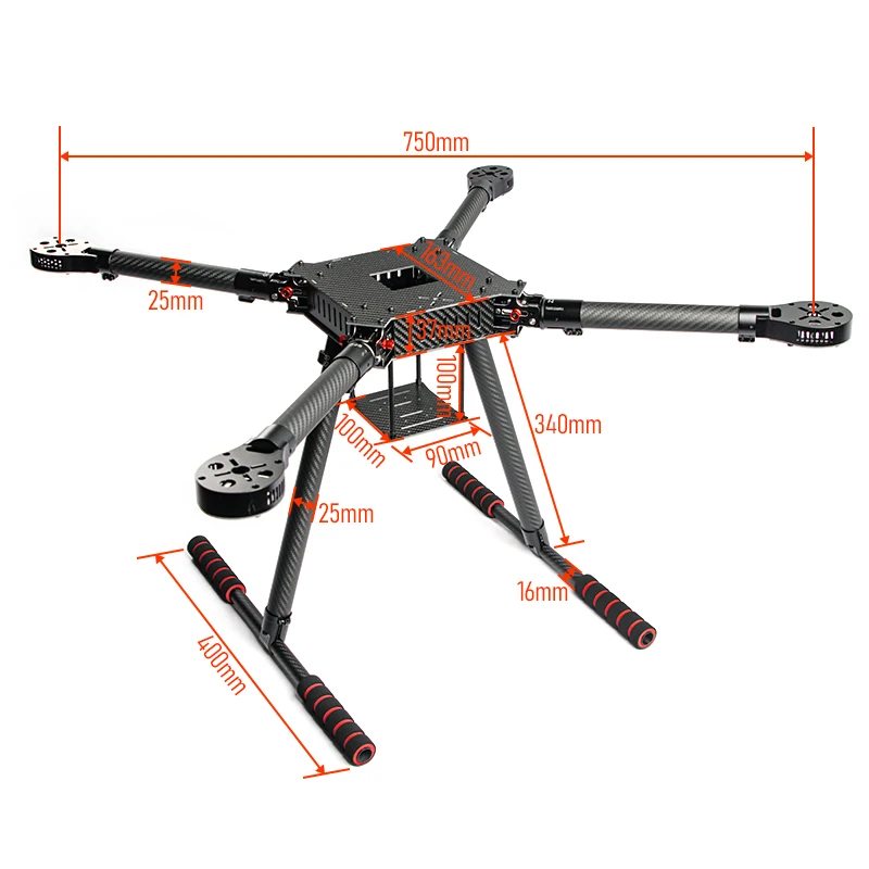 Drone Flyroun LX700 Cadre 4 Axes Fibre Carbone 840mm Trépied Fixe