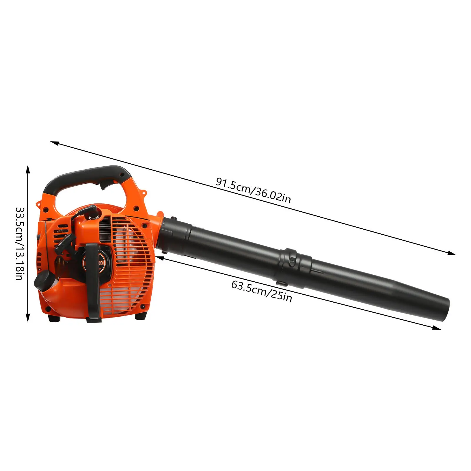 

750W Handheld Leaf Blower for Garden Patio Lawn Care with 25cc 2-Stroke Gasoline Engine, Vacuum Shredder with Collection Sack