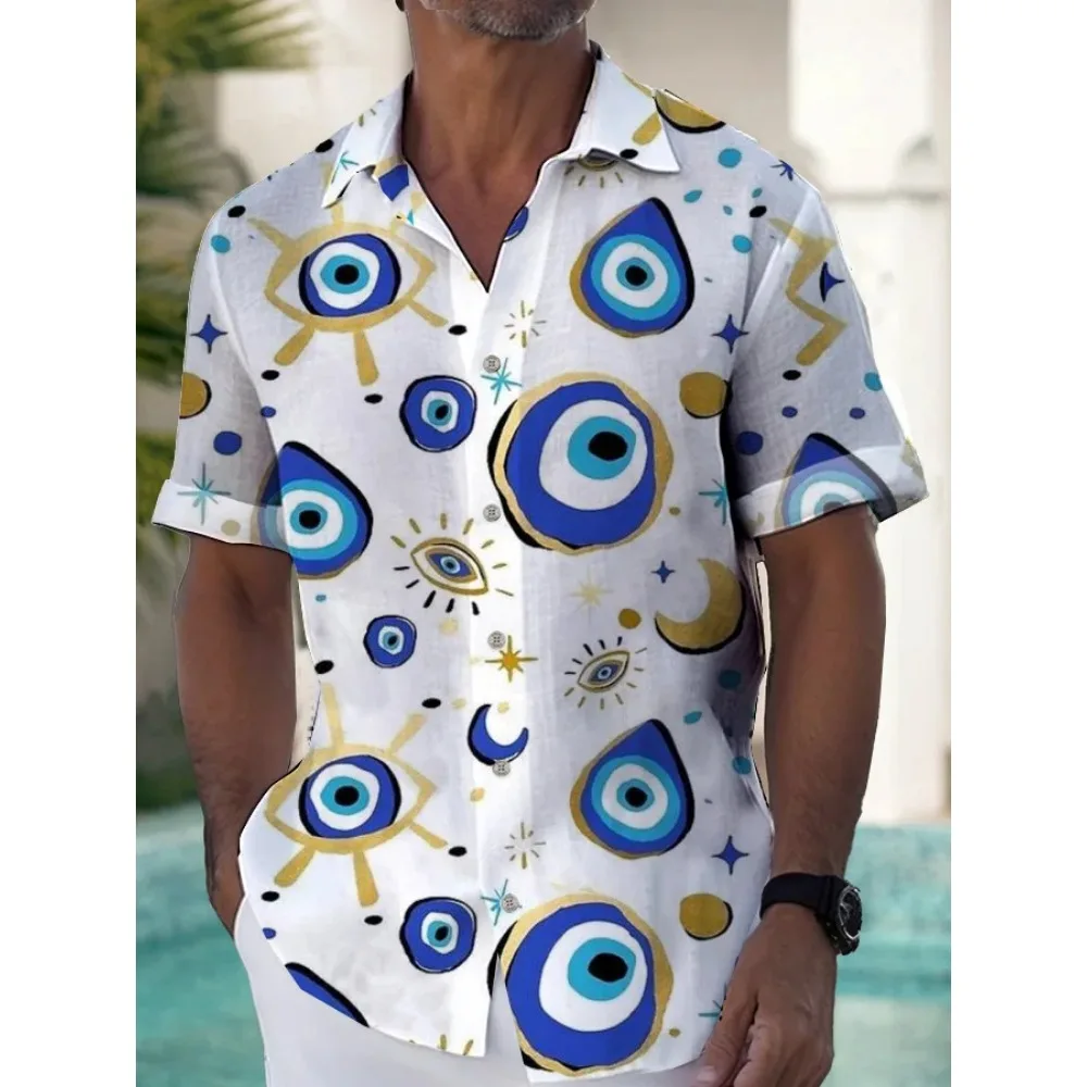 Casual Holiday Style Lapel Men Shirt 3D Print Man/Women Fashion Short Sleeves Shirts Button Streetwear Oversized Unisex Clothing 4