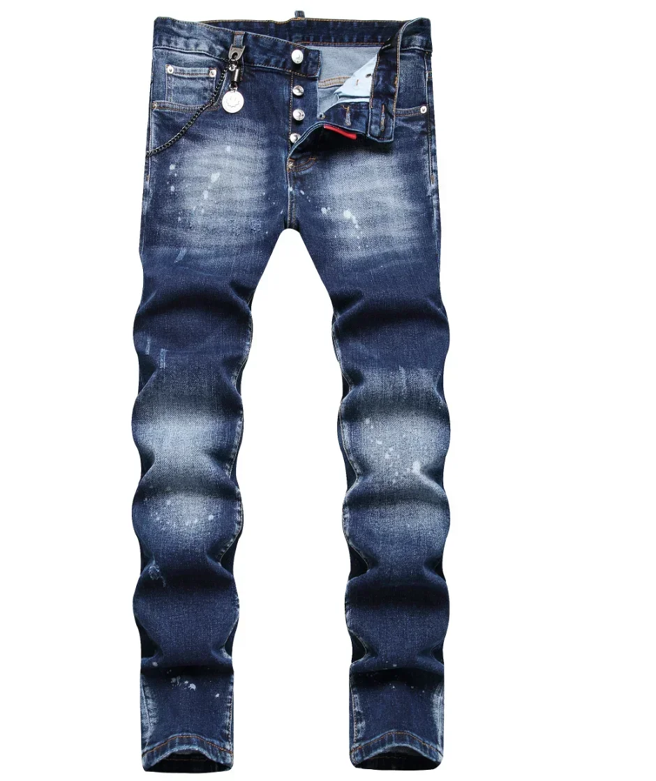 

New Mens Ripped Jeans Dsq2 Men Skinny Jeans Light Blue Holes Pants Quality Male Stretch Slim Fashion Trousers Y2k