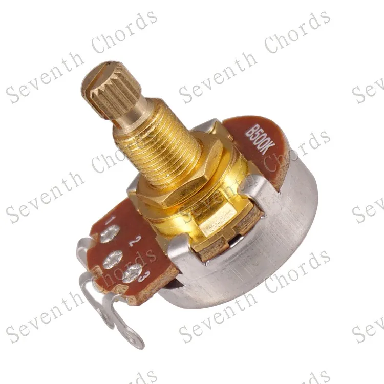 

4 Pcs Gold Full Size Long Split Brass Shaft ELectric Guitar Bass Volume Tone Control Pots Potentiometer A500K B500K A250K B250K