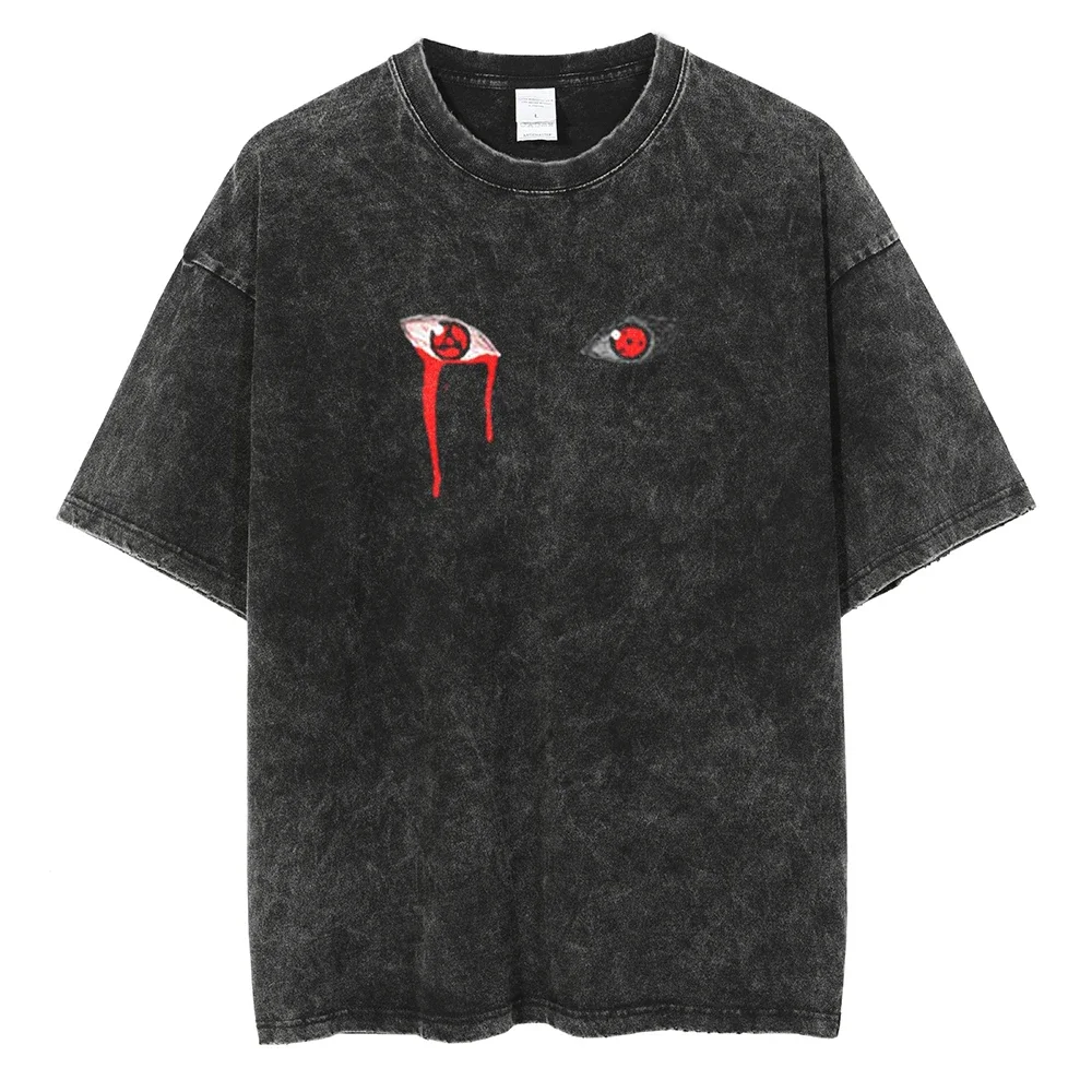 

Футболка мужская оверсайз с коротким рукавом, уличная одежда в стиле хип-хоп, хлопковая рубашка с принтом аниме Наруто, в стиле Харадзюку, черный цвет