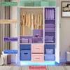 75” Tall 3 Doors Armoire Wardrobe Closet with 2 Drawers and LED Lights, Modern Closet Wardrobe Cabinet with Shelves and Hanging 3