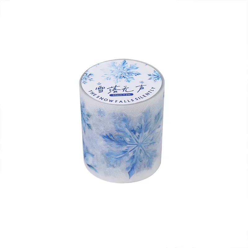 1Roll 2M  Roll  Snow Falls Silent Glitter Handbook PET Tape Material Collage Bottom Package Adhesives Scrapbook 50mm*2m 4