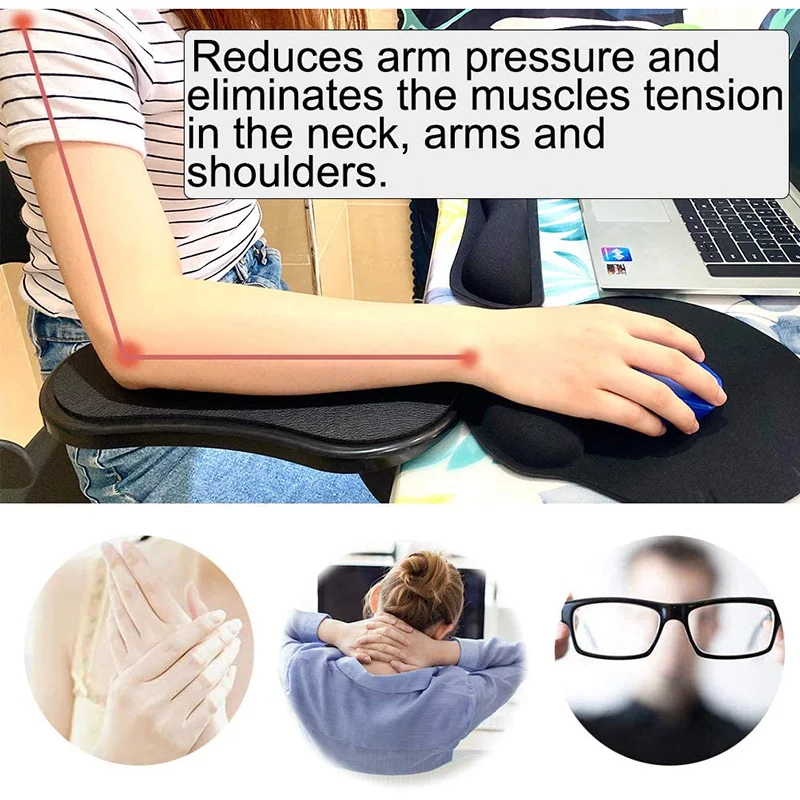 Adjustable Ergonomic Desk Arm Rest with Rotating Mouse Pad Holder