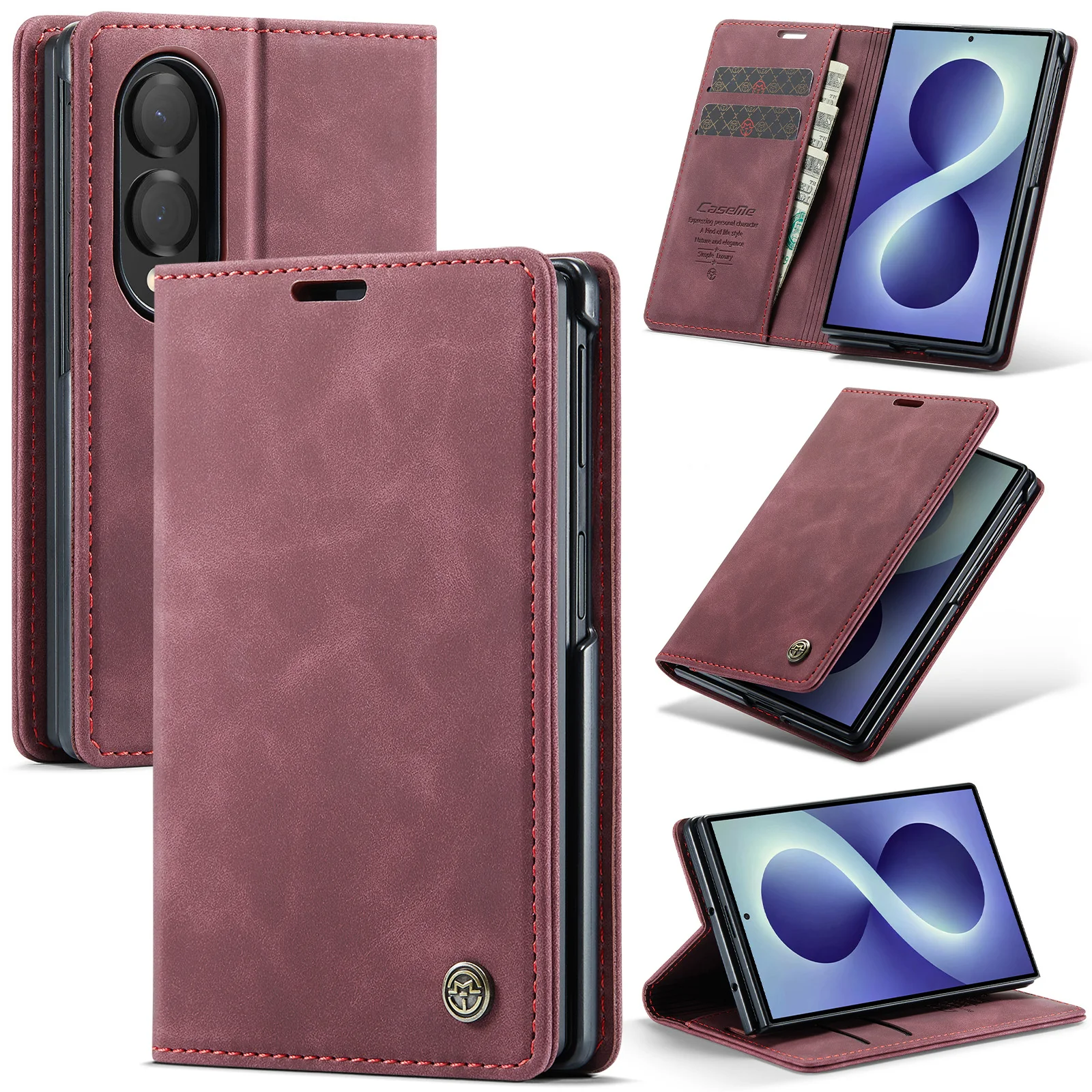 Elegant Book Style Flip PU Leather Wallet Case with Card Slots and Stand - Full Protection Cover