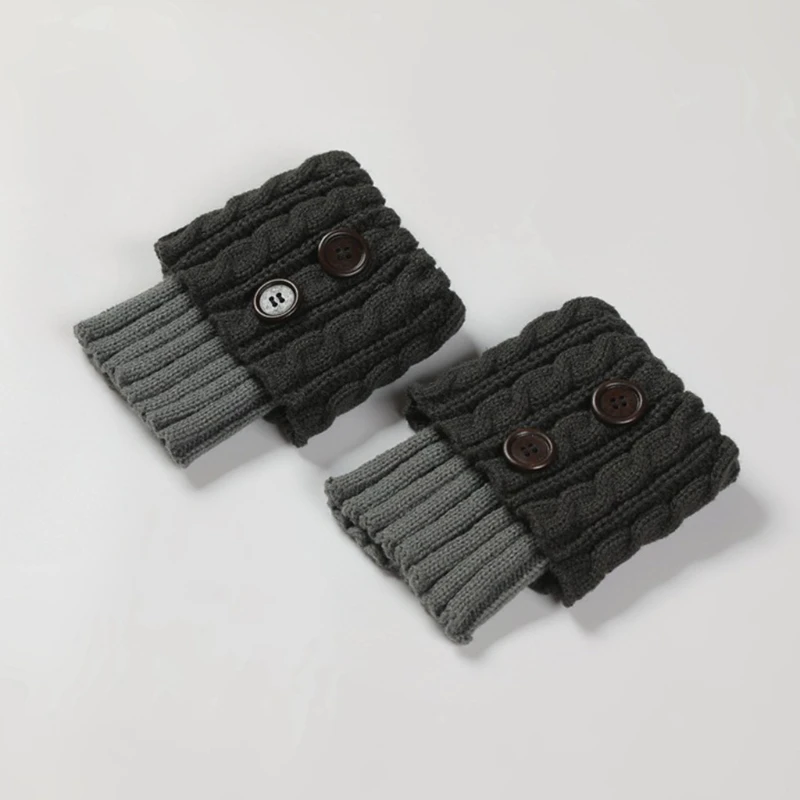 

Женские зимние вязаные пуговицы, манжеты для ботинок, однотонные вязаные крючком короткие гетры, свернутые эластичные