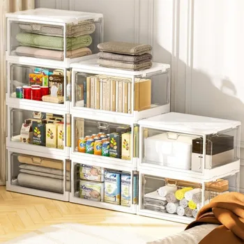 Clear Storage Bins with Lids Stackable Storage Bins, Acrylic Organizers , Plastic Multifunctional Folding Storage 3