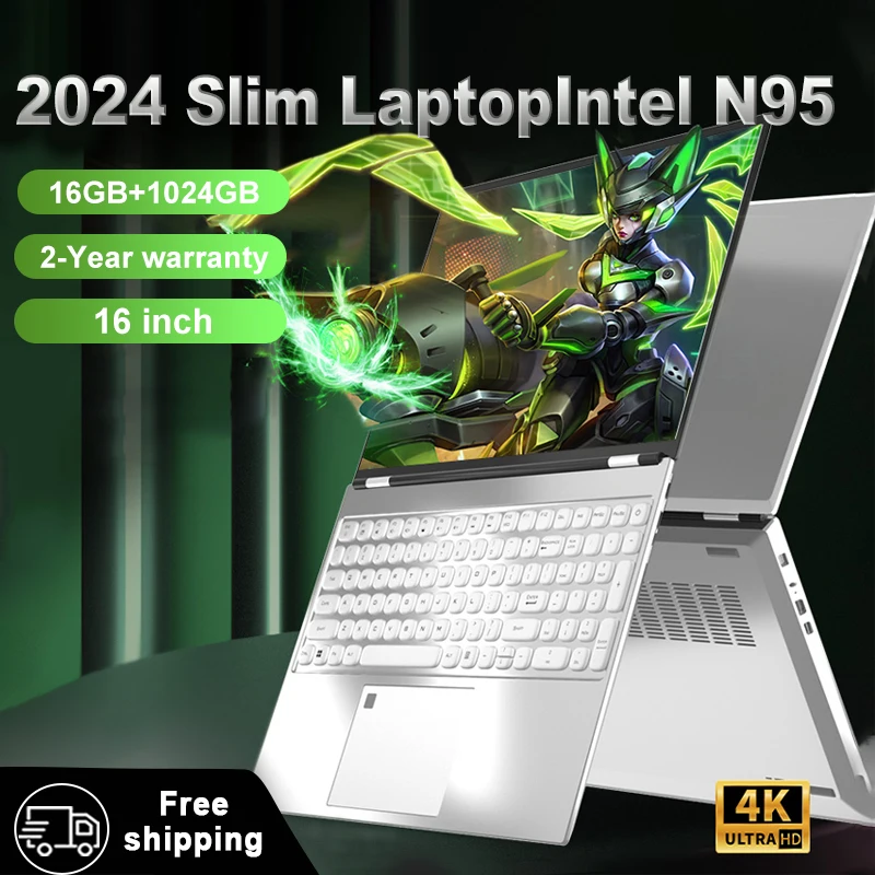 2024 12Th N95 Nuovo Pc Portatile 16 ''1024Gb Ssd Windows 11 Pro Computer Portatile Da Gioco Per Ufficio 4K Display Hd 5G/2.4Ghz Wifi Usb 3.0