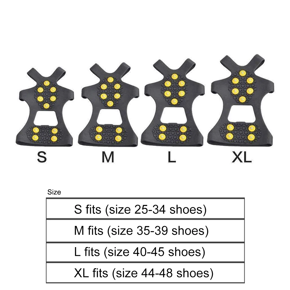 2pcs 10 Steel Studs Climbing Crampons Outdoor Unisex Snow Claw Shoe Cover Anti-Slip Mountaineering Cleats Hiking Walking Spikes