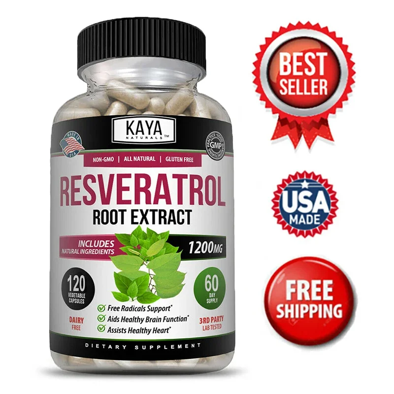 Resveratrol Supplement Resveratrol 1200 Mg Antioxidant 120 Capsules Supports Healthy Aging Immunity Brain Enhancement Heart