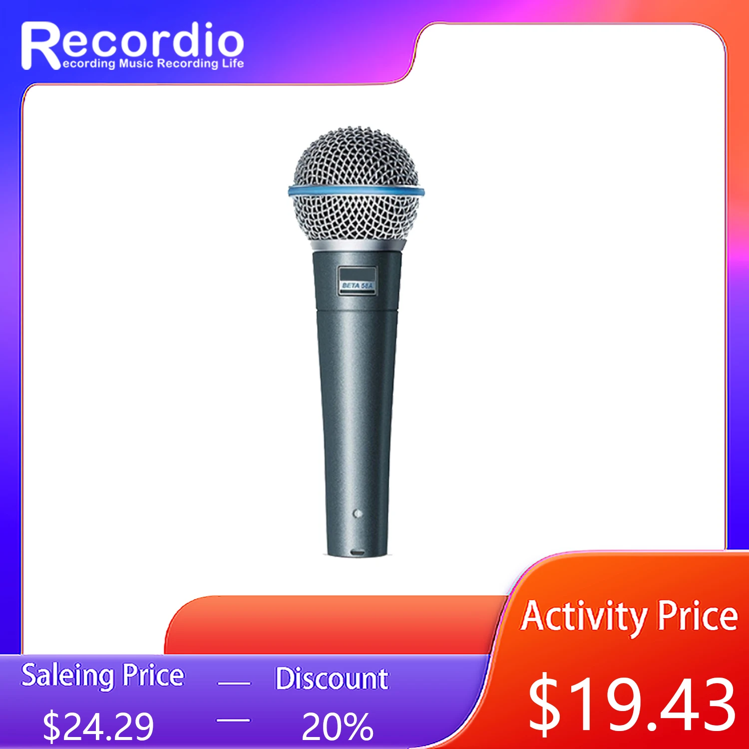 GAM BT58 Professional Moving Coil Handheld Dynamic Microphone for Karaoke,Stage,Home Studio