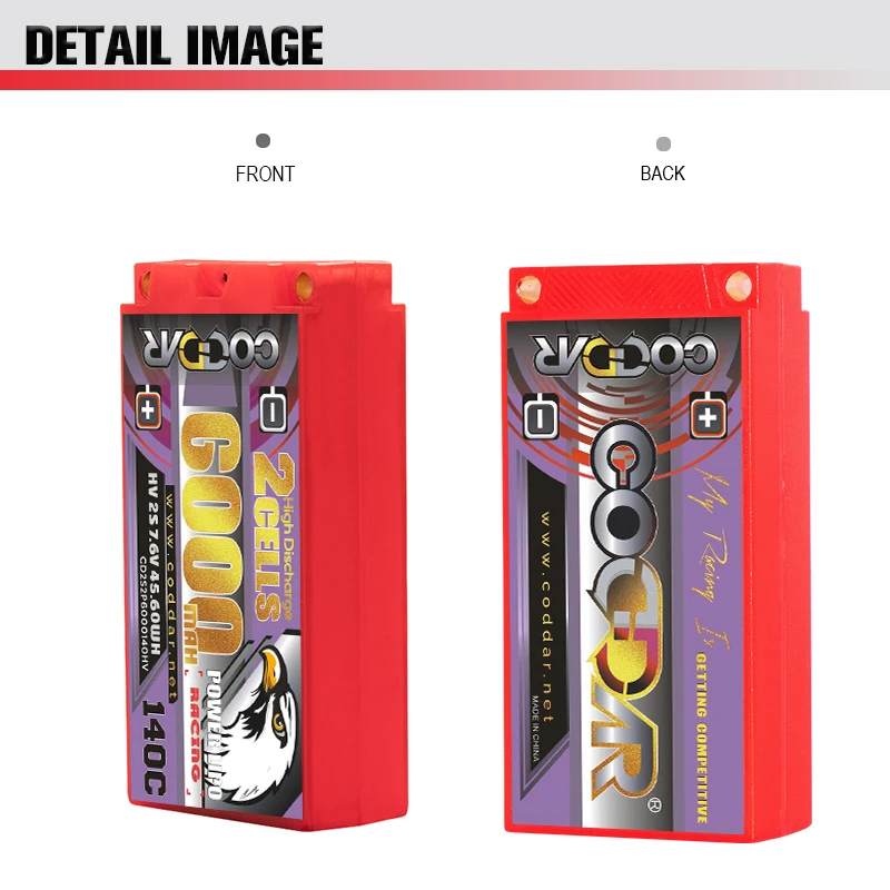 

CODDAR 6000mAh 2S 140C 7.6V 5.0MM Touring1/10 Express Model Competition Lithium Battery