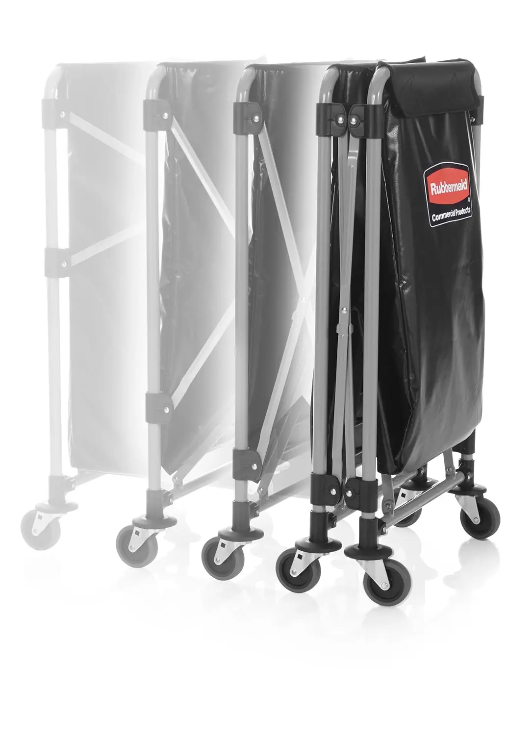 Commercial Products, Collapsible X Cart, Black, Steel 8 Bushel Bin, Commercial Laundry Cart with Wheels for Hotel/Nursing Home/H