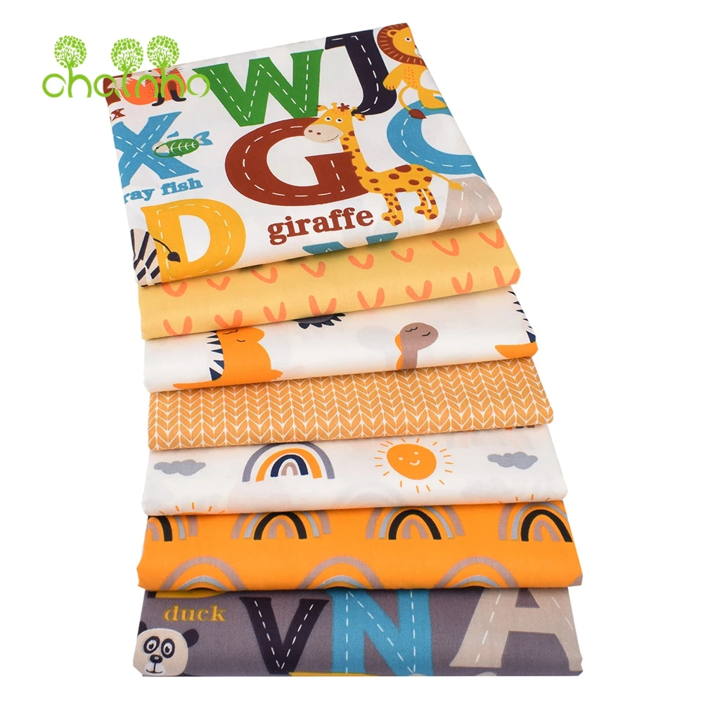 Chainho,Printed Twill Weave Cotton Fabric,DIY Sewing Quilting Material,Patchwork Cloth,Cartoon Series,2 Specification,15C299