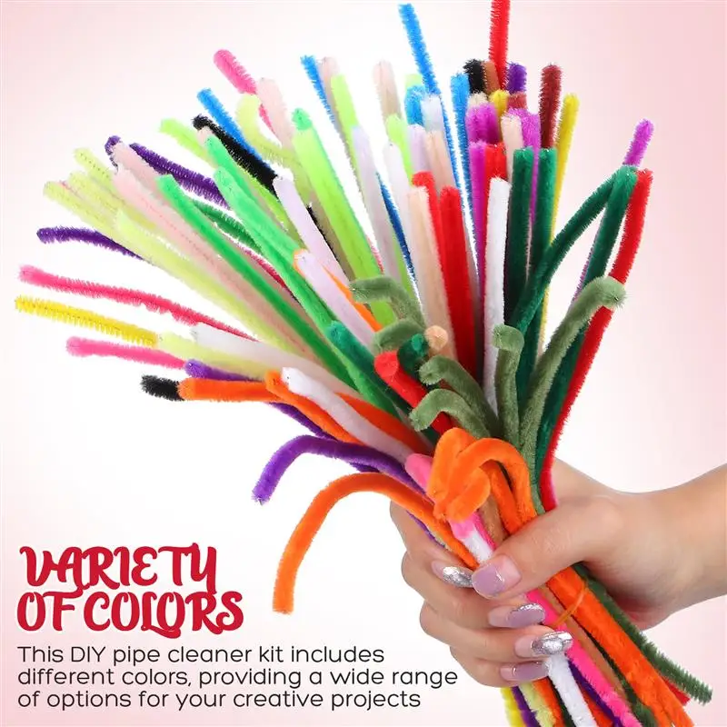 400 pcs Flexible Fuzzy Twisting Sticks Bendable Chenille Stems For DIY Crafts Handmade Flower Supplies