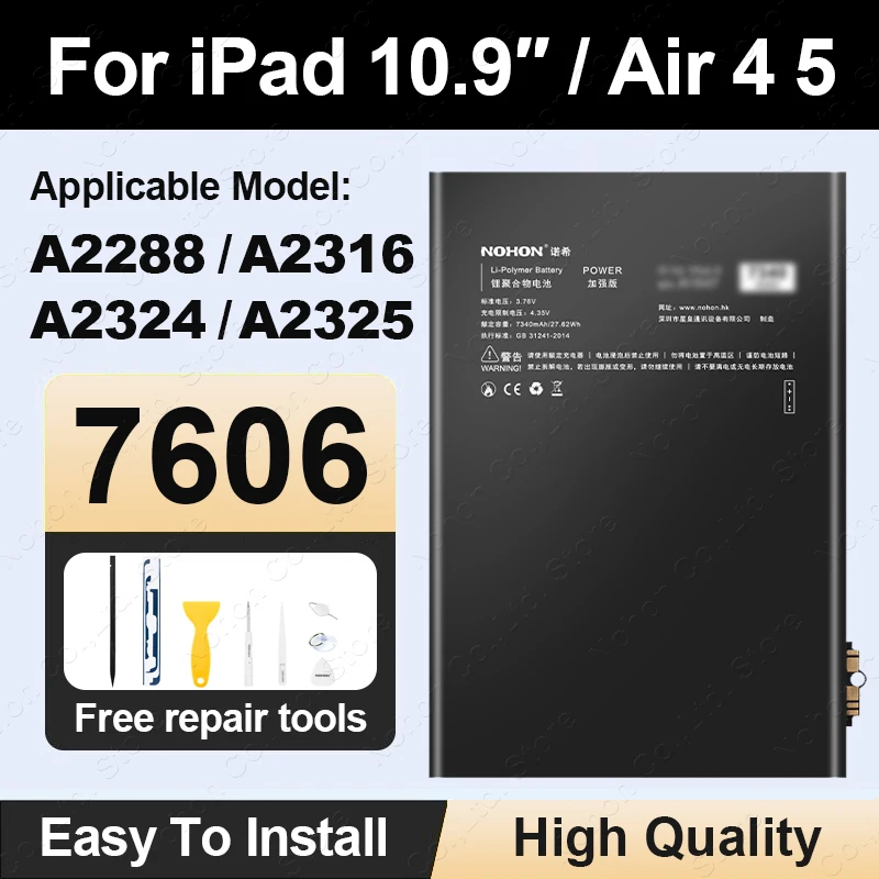NOHON 7606mAh Tablet Battery For APPLE iPad Air 4 Air4 iPad10.9 inch A2288 A2316 A2324 A2325 Replacement Batteries