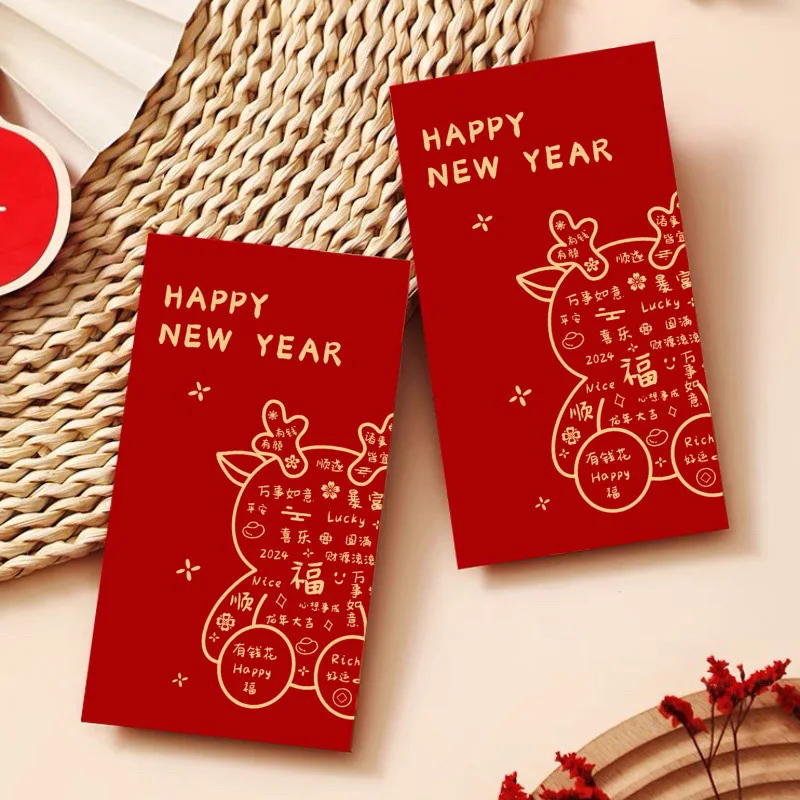 6pcs 2024 Chinese New Year Red Envelopes Kids Lucky Money Red Pocket for  Best Wish Wedding Ceremony Envelopes for Money Gift Bag - AliExpress