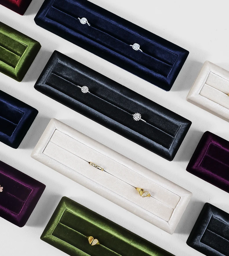 Yinbeini Velvet Ring Display Stand Single Row Ring Ear Stud Storage Organizer Jewelry Shop Showcase Props TB045