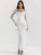 Elegant Sheer Long Sleeve Sexy Maxi Dress For Women Fashion Mesh Strapless Backless Club Party Sexy Long Dress New