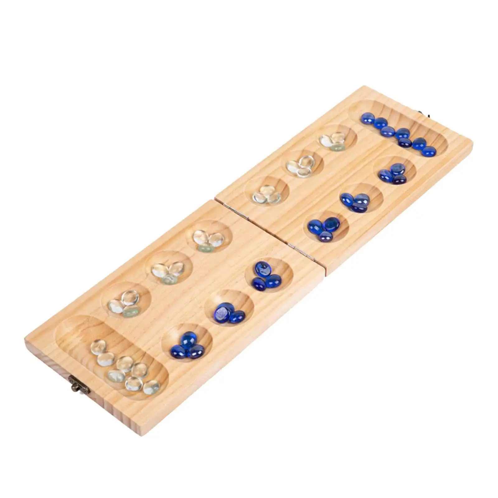 Wood Folding Mancala Board Game Portable Classic 48 Beads Set for Travel Adult Kids Ages 7+ Party Entertainment 6