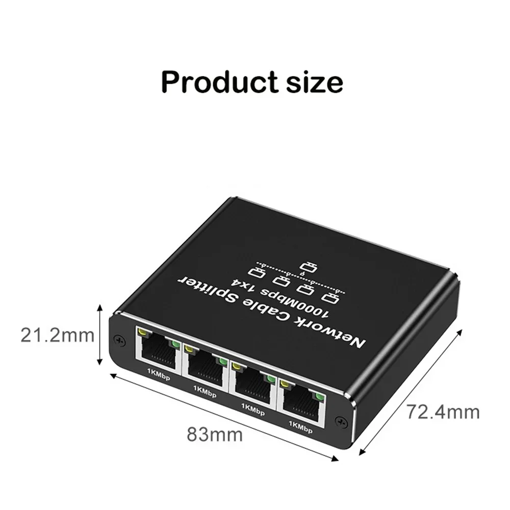 Gigabit Ethernet Adapter & Splitter - High-Speed 4-Port RJ45 LAN Hub